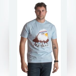 Ann Arbor ‘Merica Bald Eagle Patriotic T-Shirt, Light Blue. Size XL